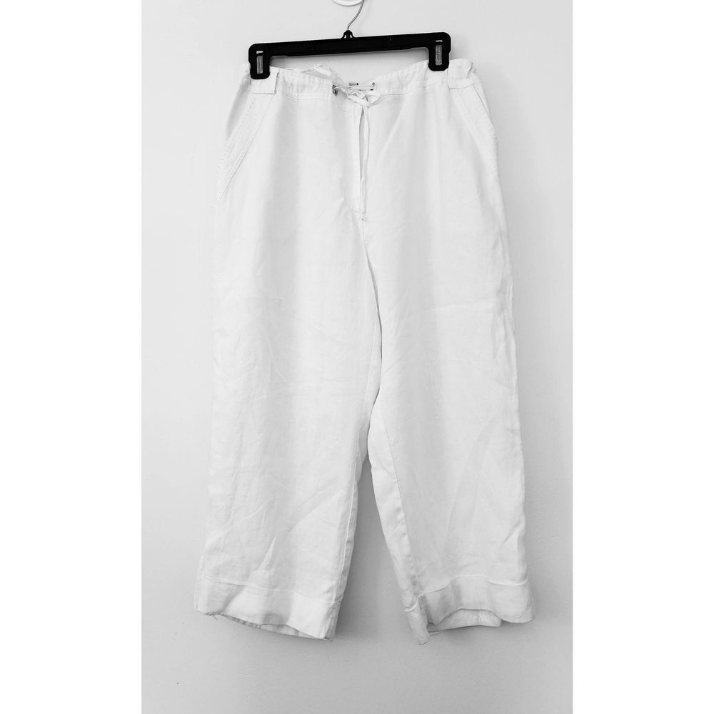 White linen cropped pants with liner Size 12